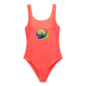 Schnecke - Frauen Badeanzug - Korallenrot - Vorne - AI Model Female 172 light (172cm)