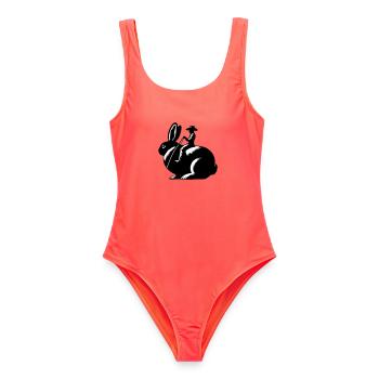 Rabbit Rider (design uniquement - pas de contour, 2 couleurs) - Maillot de bain femme - corail - Devant - AI Model Female 172 light (172cm)
