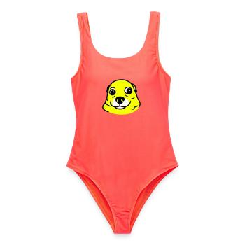 Chien anxieux dans le style Pop Art - Maillot de bain femme - corail - Devant - AI Model Female 172 light (172cm)