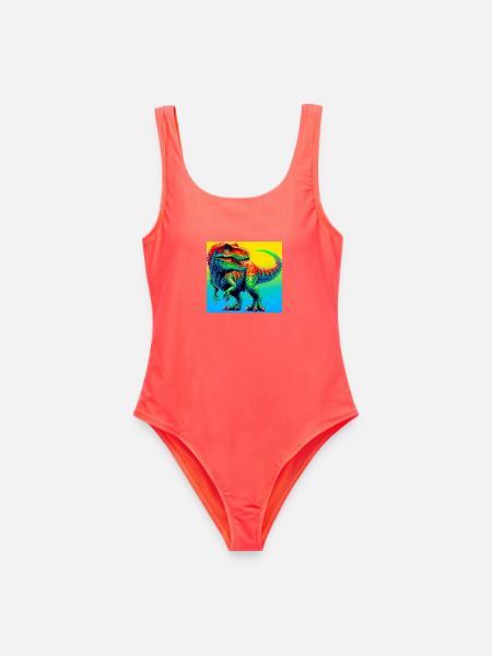 Dinosaurier - Frauen Badeanzug - Korallenrot