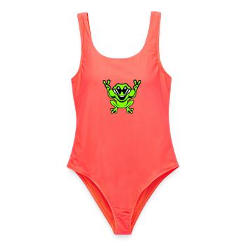 Grenouille Crapaud Cool Lunettes de soleil Victoire Paix Mains - Maillot de bain femme - corail - Devant - AI Model Female 172 light (172cm)