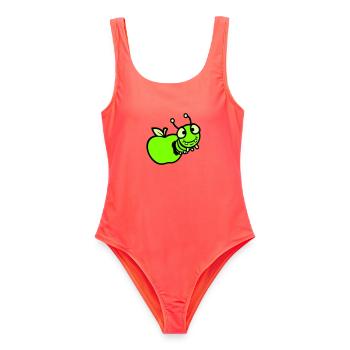 Chenille peeps trou de pomme bande dessinée drôle mignon mignon mignon - Maillot de bain femme - corail - Devant - AI Model Female 172 light (172cm)