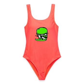ver soldat casque fou arme agressif sauvage fun - Maillot de bain femme - corail - Devant - AI Model Female 172 light (172cm)