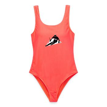 Ski - Frauen Badeanzug - Korallenrot - Vorne - AI Model Female 172 light (172cm)