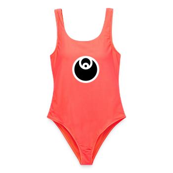 Emblème circulaire rempli - Maillot de bain femme - corail - Devant - AI Model Female 172 light (172cm)