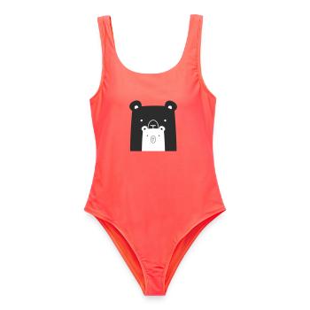 Idée cadeau Ours Polaire Ours Polaire Ours brun I - Maillot de bain femme - corail - Devant - AI Model Female 172 light (172cm)