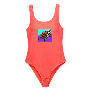tortue - Maillot de bain femme - corail - Devant - AI Model Female 172 light (172cm)