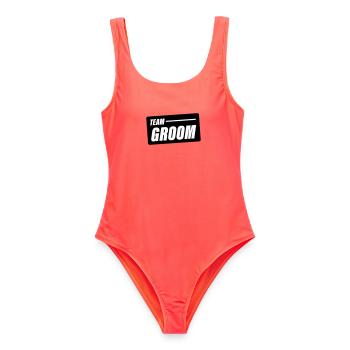 team_groom - Frauen Badeanzug - Korallenrot - Vorne - AI Model Female 172 light (172cm)