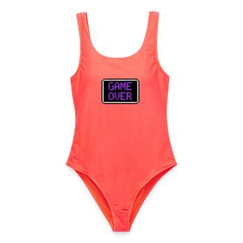 Game Over Shield Rétro Gamer - Maillot de bain femme - corail - Devant - AI Model Female 172 light (172cm)
