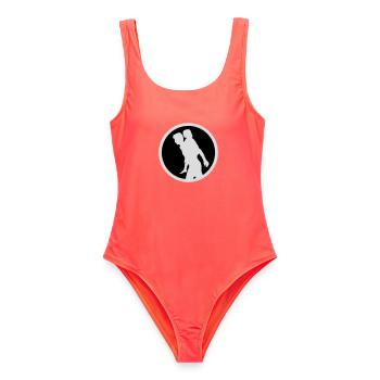 Vater Kind Silhouette Spazieren Familie Papa Liebe - Frauen Badeanzug - Korallenrot - Vorne - AI Model Female 172 light (172cm)