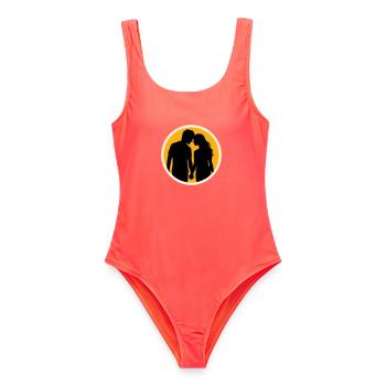 Couple Silhouette Amour Romance Petit ami de la Saint-Valentin - Maillot de bain femme - corail - Devant - AI Model Female 172 light (172cm)