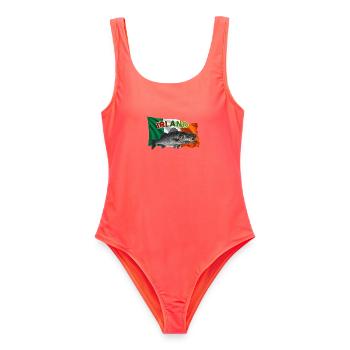 Wolfsbarsch Angeln Irland - Wölfe  - Frauen Badeanzug - Korallenrot - Vorne - AI Model Female 172 light (172cm)
