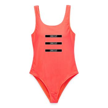 Loving Is Easy Inspirierend Romantisch Spruch Logo - Frauen Badeanzug - Korallenrot - Vorne - AI Model Female 172 light (172cm)