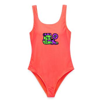 Graphique de boussole pour sac à dos de randonnée - Maillot de bain femme - corail - Devant - AI Model Female 172 light (172cm)