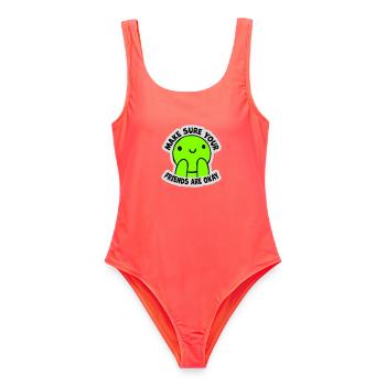 Make Sure Your Friends Are Okay Friends Quote Logo - Women's Swimsuit - coral - Front - AI Model Female 172 light (172cm)