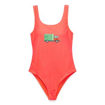 Lieferauto - Frauen Badeanzug - Korallenrot - Vorne - AI Model Female 172 light (172cm)
