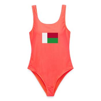Madagaskar-Flagge - Frauen Badeanzug - Korallenrot - Vorne - AI Model Female 172 light (172cm)