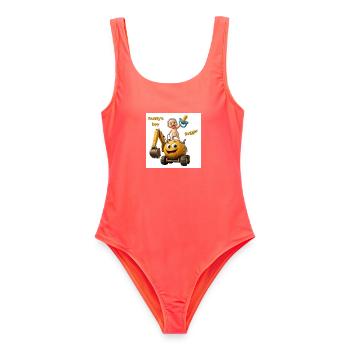 Daddy-s_boy_20260824_104620_0000 - Frauen Badeanzug - Korallenrot - Vorne - AI Model Female 172 light (172cm)