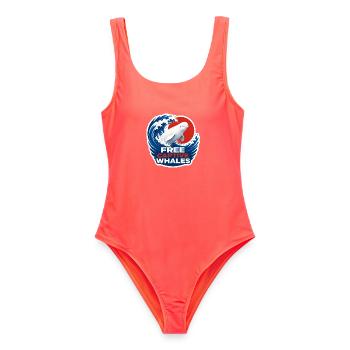 Beluga – Gefangene Wale befreien - Frauen Badeanzug - Korallenrot - Vorne - AI Model Female 172 light (172cm)