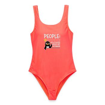 People Absolute Nightmare 1 Stern Review Pinguin - Frauen Badeanzug - Korallenrot - Vorne - AI Model Female 172 light (172cm)