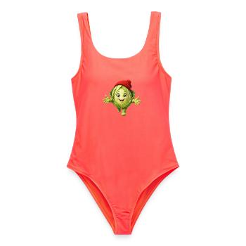 Kohlkopf - Frauen Badeanzug - Korallenrot - Vorne - AI Model Female 172 light (172cm)