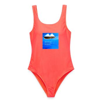 Freundschaft - Frauen Badeanzug - Korallenrot - Vorne - AI Model Female 172 light (172cm)