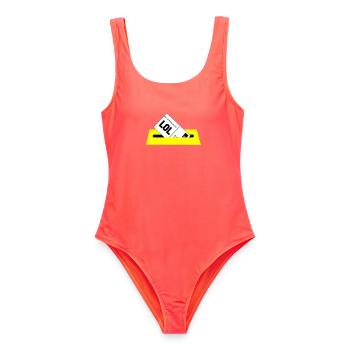 Postkarte - Frauen Badeanzug - Korallenrot - Vorne - AI Model Female 172 light (172cm)