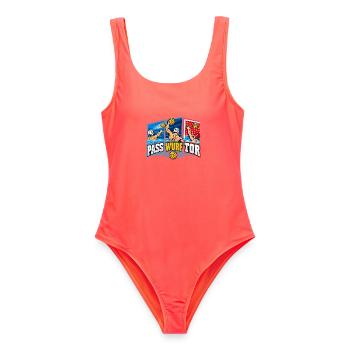 Wasserball Pass Wurf Tor - Frauen Badeanzug - Korallenrot - Vorne - AI Model Female 172 light (172cm)