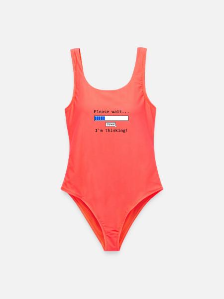Blauer Fortschrittsbalken mit Abbrechen-Option - Frauen Badeanzug - Korallenrot