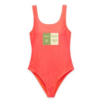 Bad News Good News – Time Flies - Frauen Badeanzug - Korallenrot - Vorne - AI Model Female 172 light (172cm)