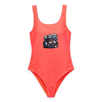 Nicht Schlafen 99% AFK Gamer - Frauen Badeanzug - Korallenrot - Vorne - AI Model Female 172 light (172cm)
