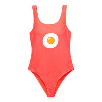 Eikostüm Halloween lustiges Frühstückskostüm - Frauen Badeanzug - Korallenrot - Vorne - AI Model Female 172 light (172cm)