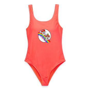 file_000000002300820a9cfff0d3fa8975d3 - Frauen Badeanzug - Korallenrot - Vorne - AI Model Female 172 light (172cm)