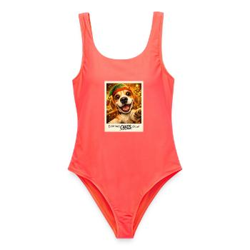 Christmas Chaos Crew Beagle Selfie - Frauen Badeanzug - Korallenrot - Vorne - AI Model Female 172 light (172cm)