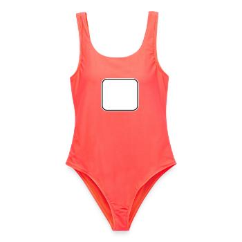 Rahmen Simple-Form - Frauen Badeanzug - Korallenrot - Vorne - AI Model Female 172 light (172cm)
