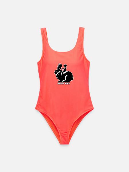Rabbit Rider (text light - with outline, 3-Color) - Women's Swimsuit - coral