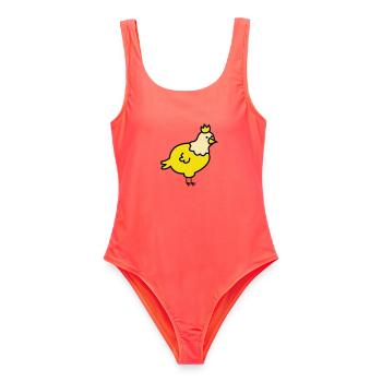Königliches Küken Cartoon - Frauen Badeanzug - Korallenrot - Vorne - AI Model Female 172 light (172cm)