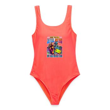 Neon Skelett Zeh Zettel - Frauen Badeanzug - Korallenrot - Vorne - AI Model Female 172 light (172cm)