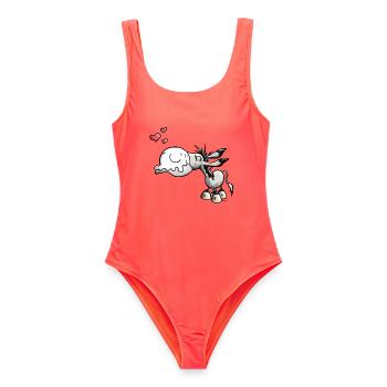 âne amoureux - Maillot de bain femme - corail - Devant - AI Model Female 172 light (172cm)