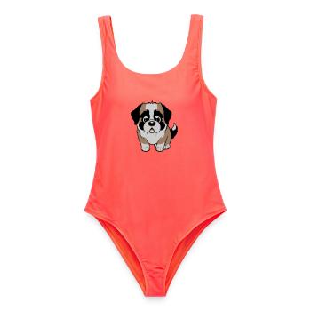 Chien Saint-Bernard - Maillot de bain femme - corail - Devant - AI Model Female 172 light (172cm)