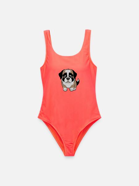 St. Bernard dog - Women's Swimsuit - coral