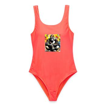 Gorilla - Frauen Badeanzug - Korallenrot - Vorne - AI Model Female 172 light (172cm)