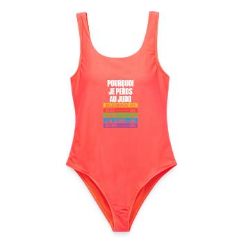 Les Raisons Drôles de Perdre Humour Coach judo - Maillot de bain femme - corail - Devant - AI Model Female 172 light (172cm)