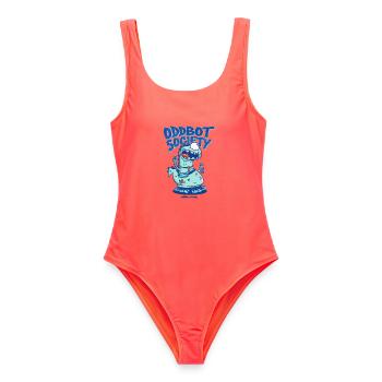 SOCIÉTÉ ODDBOT Dino-Robot Bleu - Maillot de bain femme - corail - Devant - AI Model Female 172 light (172cm)