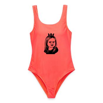 Fille mème sceptique avec couronne - Maillot de bain femme - corail - Devant - AI Model Female 172 light (172cm)