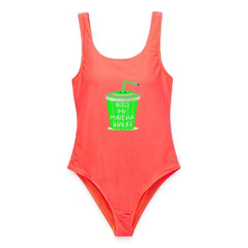 Matcha Walk - Frauen Badeanzug - Korallenrot - Vorne - AI Model Female 172 light (172cm)