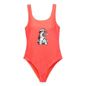 Cheval Noël - Maillot de bain femme - corail - Devant - AI Model Female 172 light (172cm)