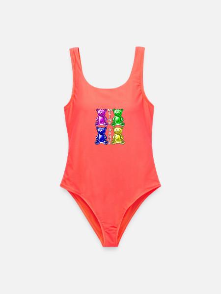 GUMMIBÄREN MEINE BANDE - Frauen Badeanzug - Korallenrot