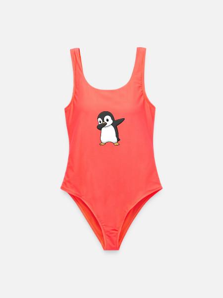 Dabbing Pinguin - Frauen Badeanzug - Korallenrot