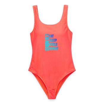 Motif minimaliste du vélo de route - Maillot de bain femme - corail - Devant - AI Model Female 172 light (172cm)